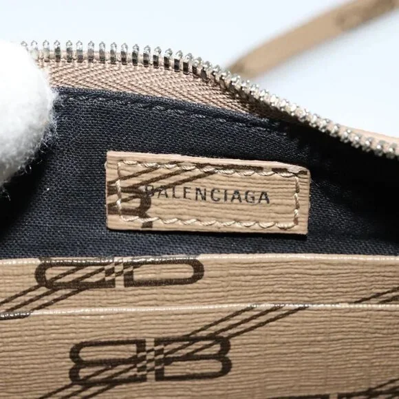 BALENCIAGA Chain Le Cagoule Mini Shoulder Bag Leather Beige Silver Auth bs27430 - Picture 13 of 16